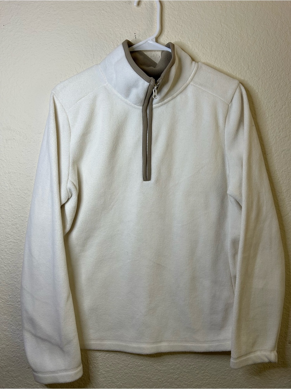 Old Navy White‎ Cream Quarter-Zip Fleece Sweater Warm Casual Light Large Comfort